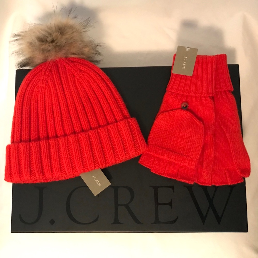 NWT J.Crew Hat & Mittens in gift box!
